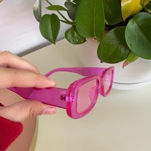 Chunky pink glasses